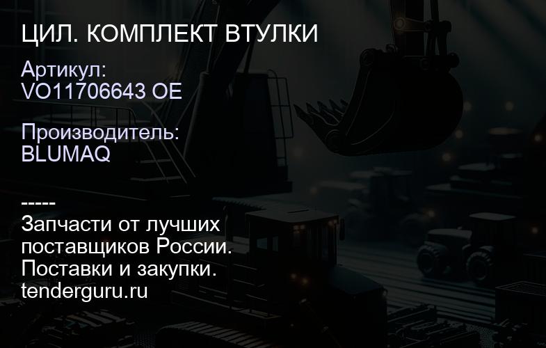 VO11706643 OE ЦИЛ. КОМПЛЕКТ ВТУЛКИ | купить запчасти